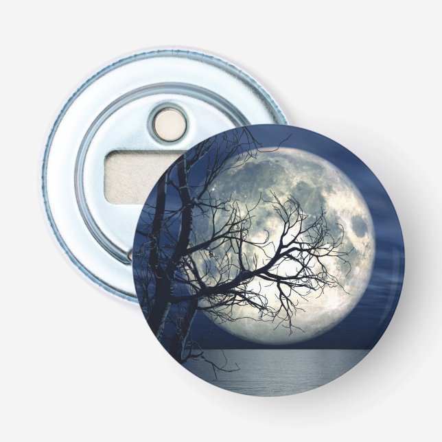 3D Landscape Background With Moon Over The Sea Bottle Opener (Front)