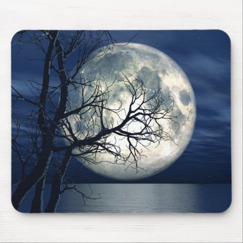 3D Landscape Background With Moon Over The Sea Mouse Pad