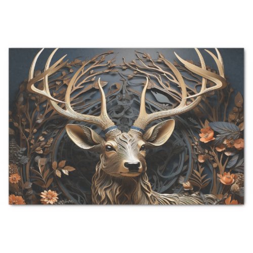 3d Large Antler Buck Deer Rustic Decoupage Tissue Paper