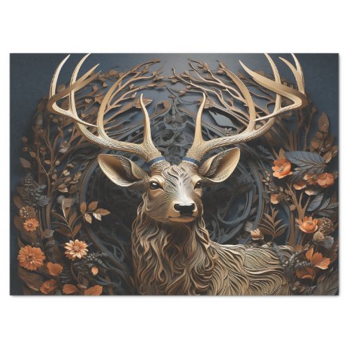 3d Large Antler Buck Deer Rustic Decoupage Tissue Paper
