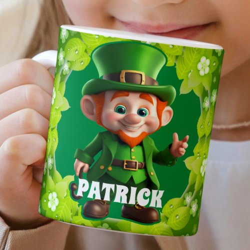 3D Leprechaun St Patricks Day Personalized Kids Coffee Mug