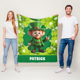 3D Leprechaun St. Patrick's Day Personalized Kids Fleece Blanket