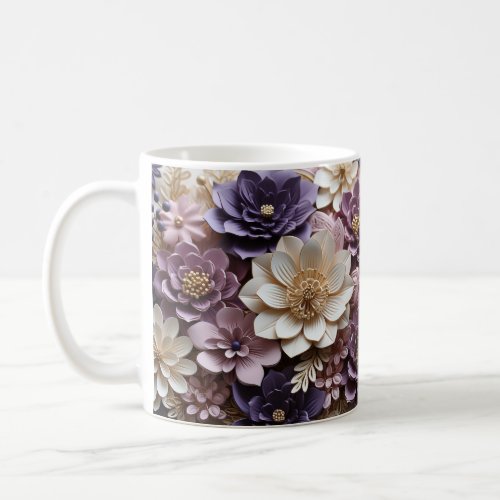 3D lilac and gold flowers pattern Mug gift mom Coffee Mug