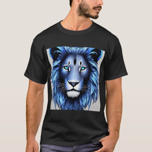 3D Lion Face Painting Printed T_Shirt