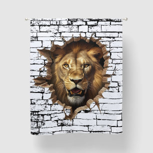 3D Lion Wall Break Art – Realistic Safari Blackout Curtains