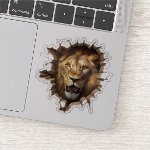 3D Lion Wall Break Art – Realistic Safari Sticker