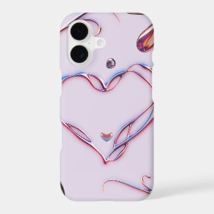 3D Liquid Chrome Heart Pink Blue iPhone 17 Case