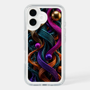 3D Liquid Gold Teal Magenta iPhone Case