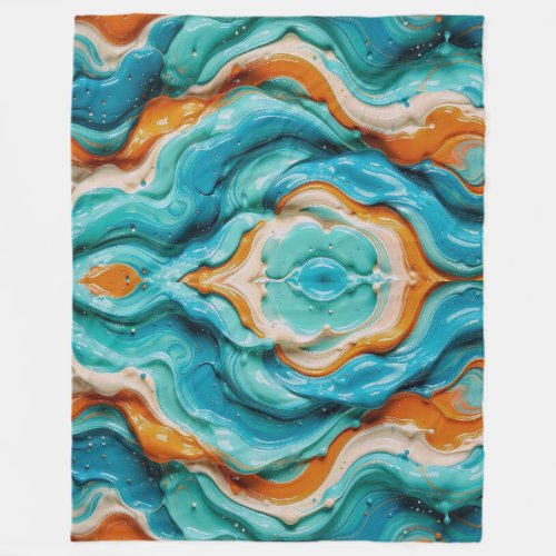 3D Liquid Swirl Abstract Glass - Modern Psychedeli Fleece Blanket