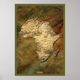 3D-look Africa Map Art Poster