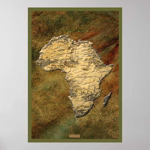 3D_look Africa Map Art Poster