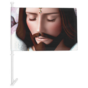 3D Look AI King of the Universe Jesus Car Flag