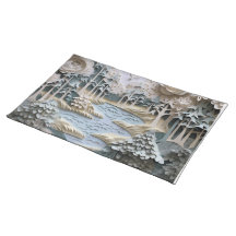 3D Looking River Forest Design Dining Placemat