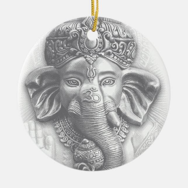 3d Lord Ganesha - Om Ceramic Ornament (Front)