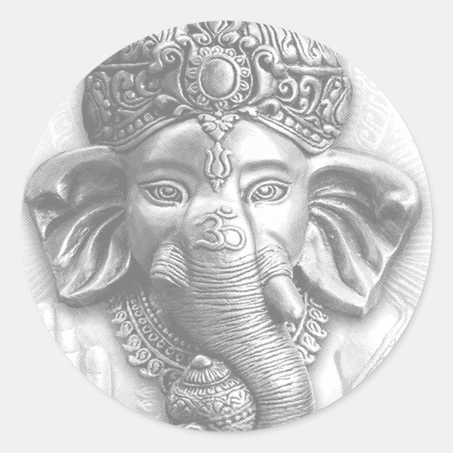 3d Lord Ganesha - Om Classic Round Sticker (Front)
