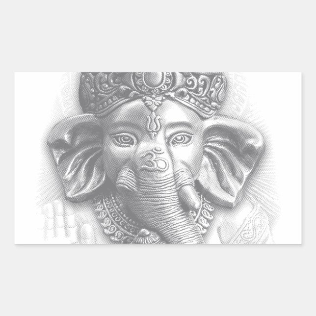 3d Lord Ganesha - Om Rectangular Sticker (Front)