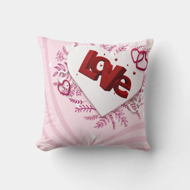 3D love  Throw Pillow (Front)