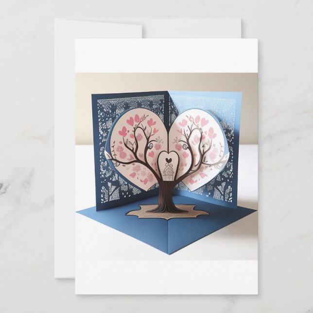 3D Love Tree Wedding Card (Front)