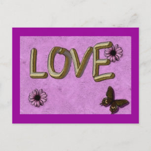 3D Love You Gold Postcard