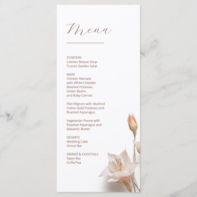 3D Magnolia Flowers Menu (Front)