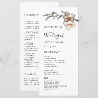 3D Magnolia Flowers Wedding Program