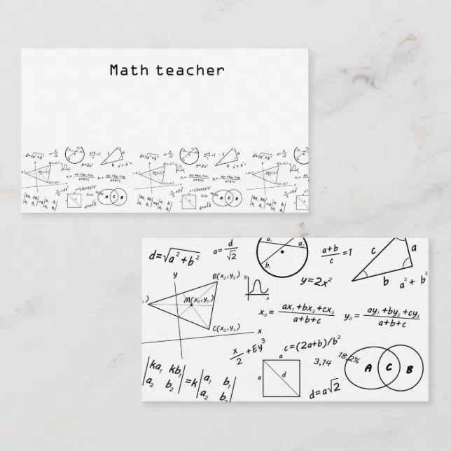 3D math white board math teacher Business Card | Zazzle