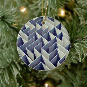 3D Maze Geometric Ceramic Ornament
