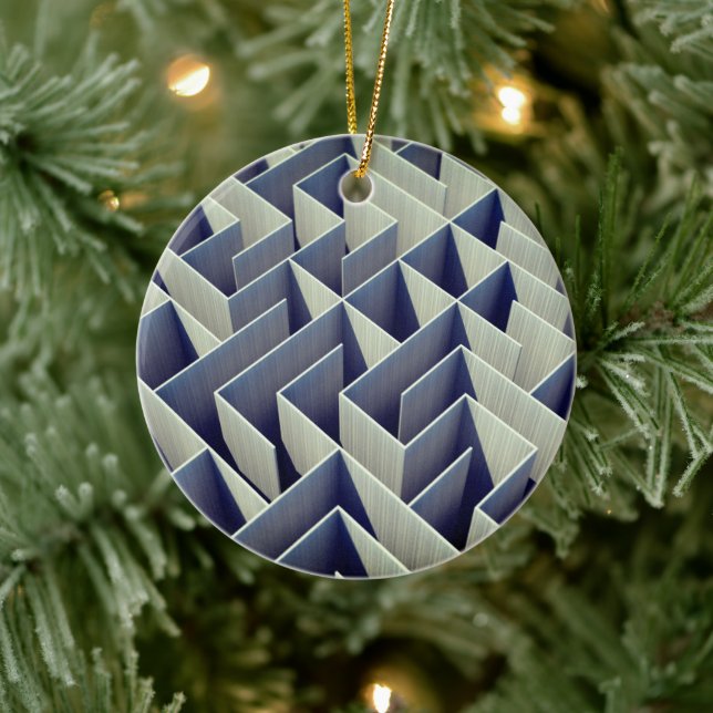 3D Maze Geometric Ceramic Ornament (Tree)