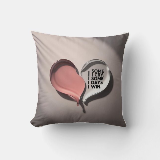 3D Merging Heart & Tear Shapes Throw Pillow (Front)
