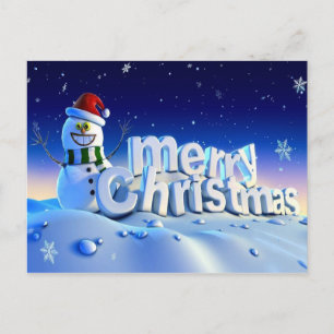 3d merry christmas and happy new year holiday postcard