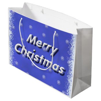 3d Merry Christmas Blue Frost Large Gift Bag by PattiJAdkins at Zazzle