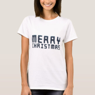 3D Merry Christmas Blue Text Design T-Shirt