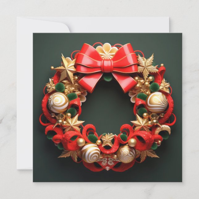 3D Merry Christmas Wreath Card (Front)