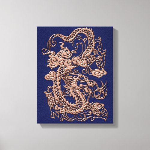 3D Metallic Dragons on royal blue Leather Print