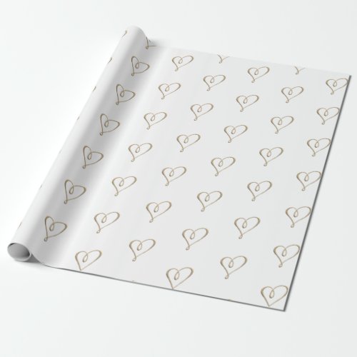 3D Metallic Gold Heart Swirl Wedding Anniversary Wrapping Paper