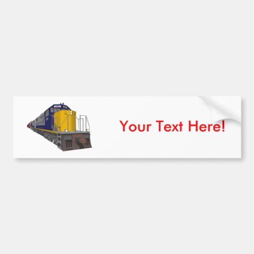 3D Model Freight Train Railroad Bumper Sticker