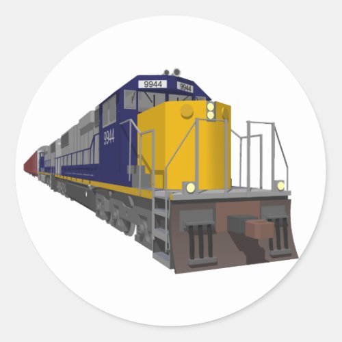 3D Model Freight Train Railroad Classic Round Sticker