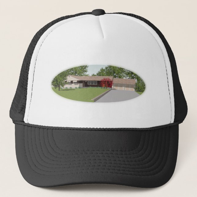 3D Model: Ranch Style House: Trucker Hat (Front)