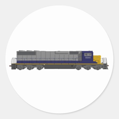 3D Model Train Engine Railroad Classic Round Sticker