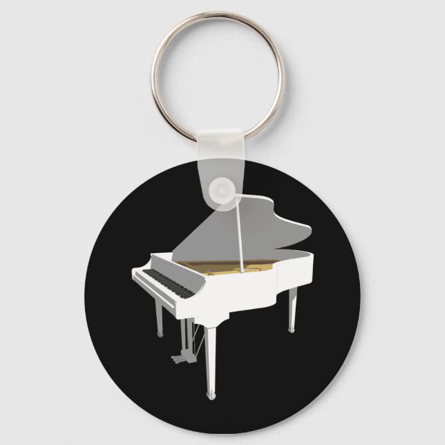 3D Model: White Grand Piano: Keychain (Front)