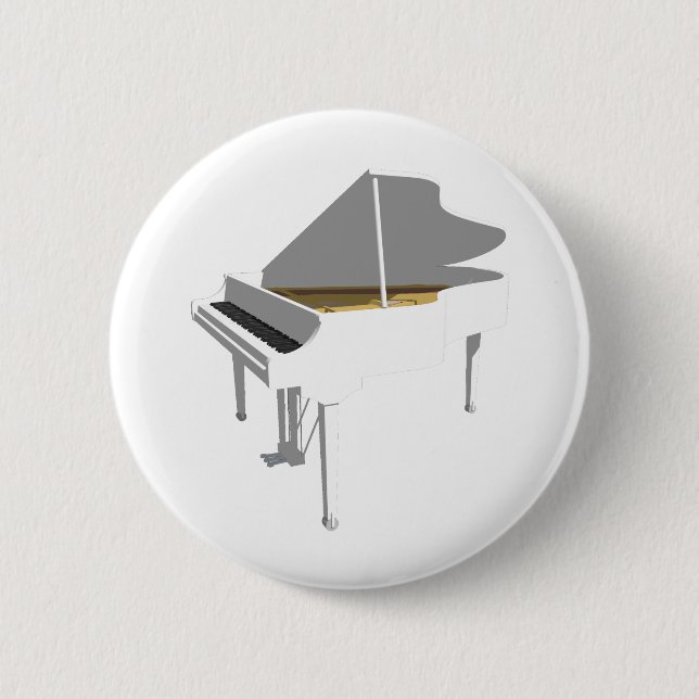 3D Model: White Grand Piano: Pinback Button (Front)