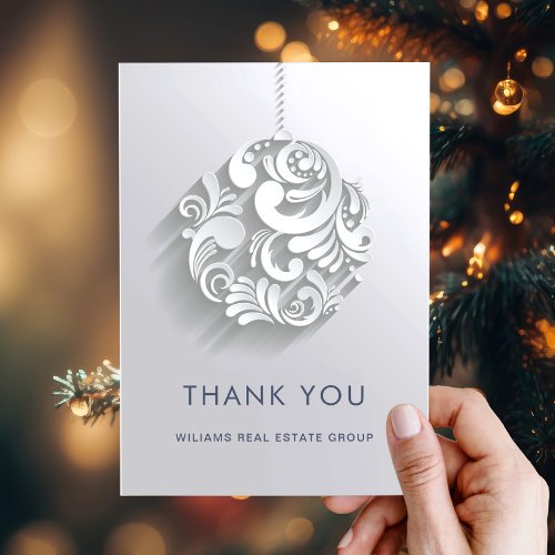 3D Modern Christmas Ornament Corporate Holiday Thank You Card
