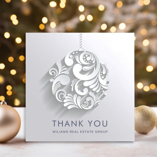 3D Modern Christmas Ornament Corporate Holiday Thank You Card