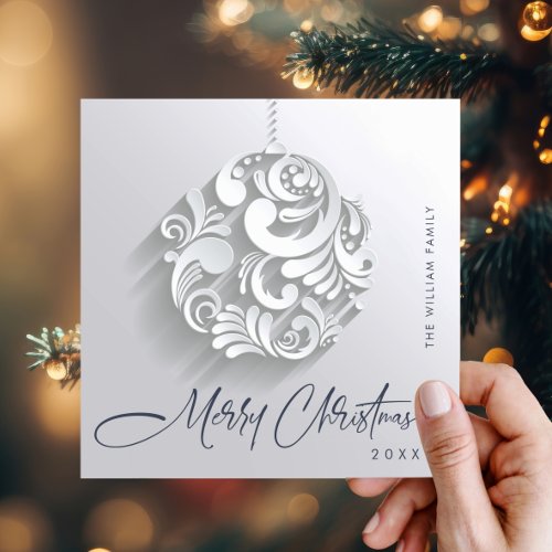 3D Modern Christmas Ornament Greeting Simple Holiday Card