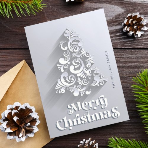 3D Modern Ornament Christmas Tree Greeting Holiday Card