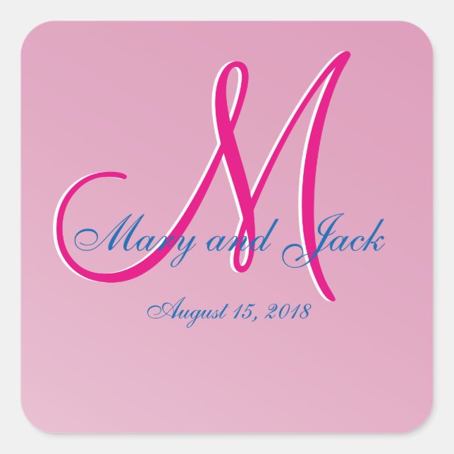 3d Monogram Amazing Budget Pink Square Sticker (Front)