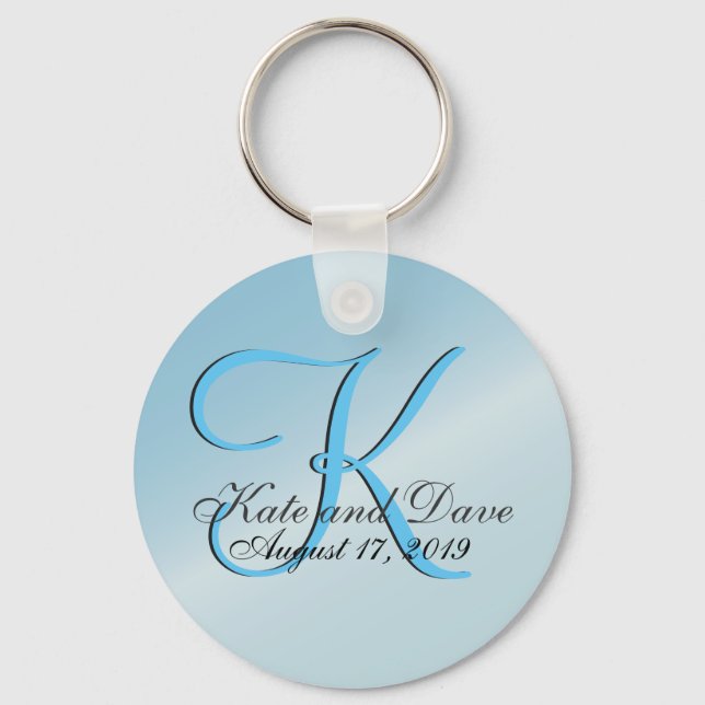 3d Monogram Aquamarine Keychain (Front)