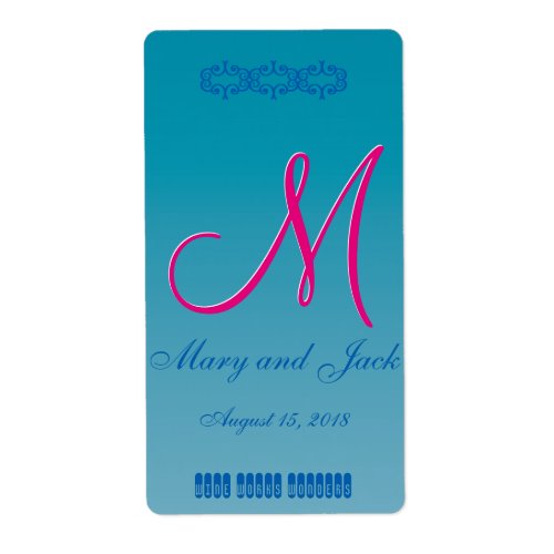 3d Monogram Blue Water Label