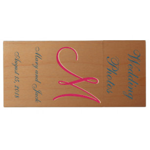 3d Monogram Copper Wood USB Flash Drive