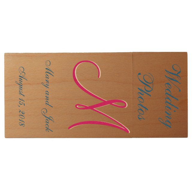 3d Monogram Copper Wood USB Flash Drive (Front)